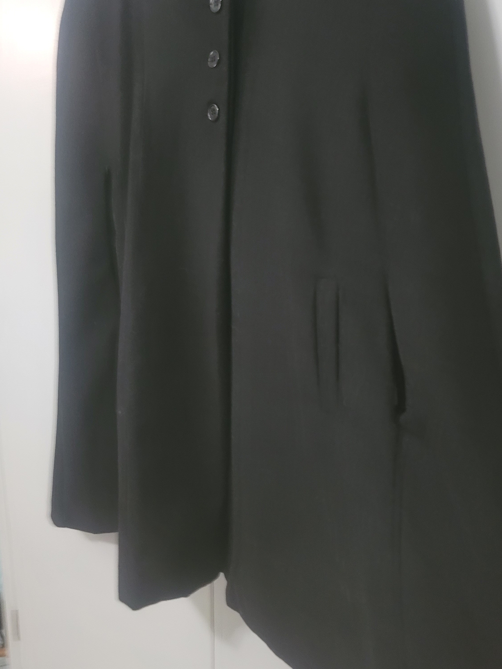 Black Three-Button A-Line Cape Jacket - Picture 6 of 7